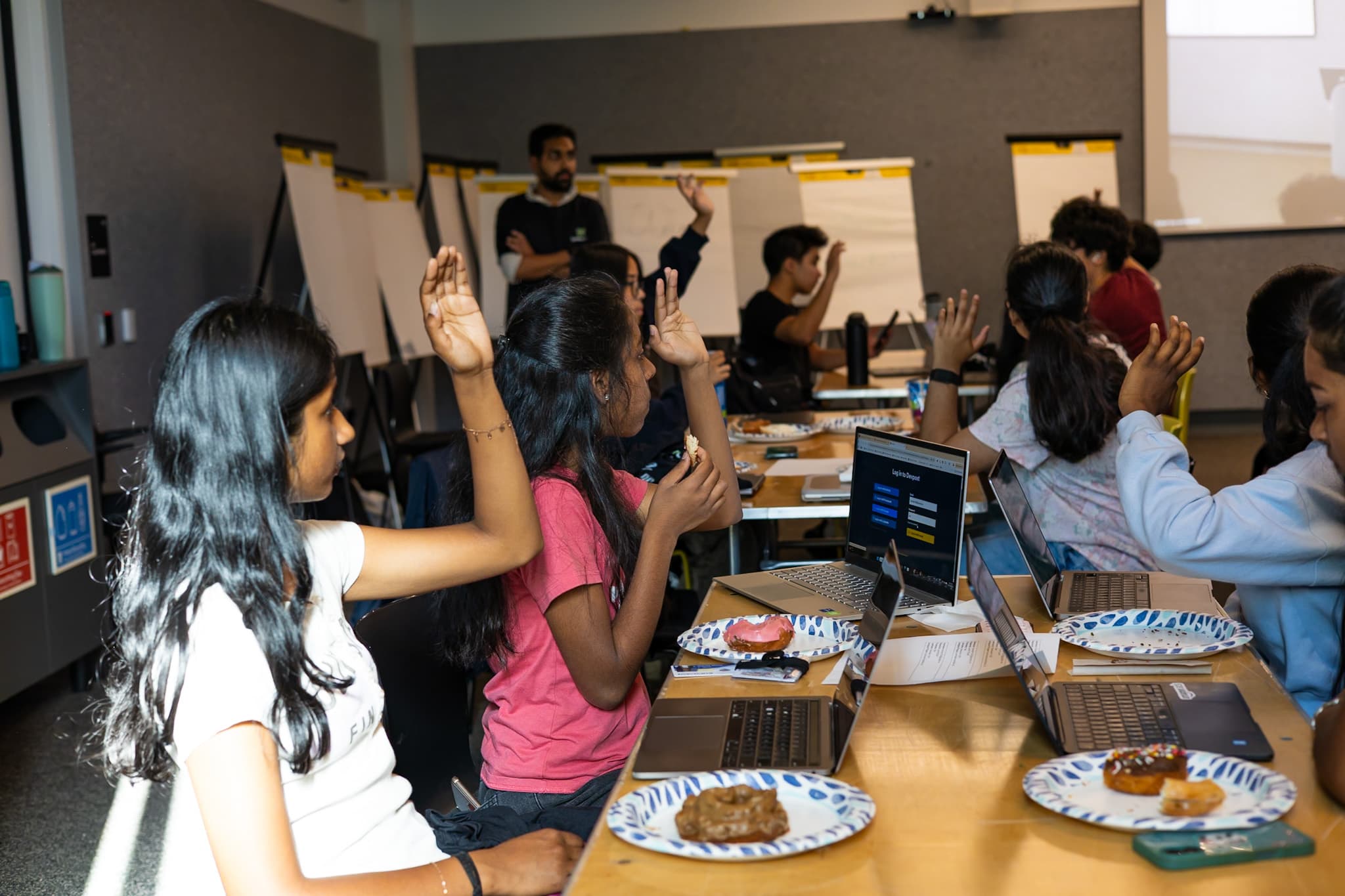Participants engaged in hacking